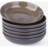 LERATIO 9.0" Ceramic Pasta Bowls Set of 6,38oz Large Stoneware Bowls Set | Reactive Glaze Serving Bowls Set,Wide Bowl for Pasta,Salad,Fruit &amp; Noodles,Housewarming &amp; Wedding Gift-Chestnut