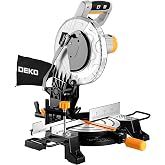 DEKOPRO 10-Inch Compound Miter Saw, 13-Amp Single Bevel Power Miter Saw with Precision Miter Angles, 5,000 RPM, 0-45&deg; Bevel Cut, 40-Tooth Blade, Lightweight Chop Saw for Wood, Plastic, Laminates