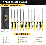 TARIST 12Pcs Needle File Set with Tool Bag – 6 Jeweler Files & 6 Steel Files view 5