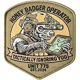 Honey Badger Military Woven Morale Patch 8x7.2cm Hook and Loop Tactical