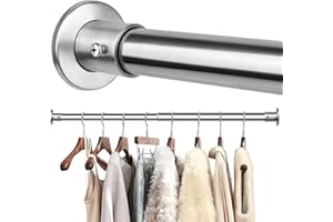 FOTRIC Closet Rods For Hanging Clothes, 17-40 Inch Adjustable Closet Rod, Stainless Steel Heavy Duty Closet Hanging Rod-Silver