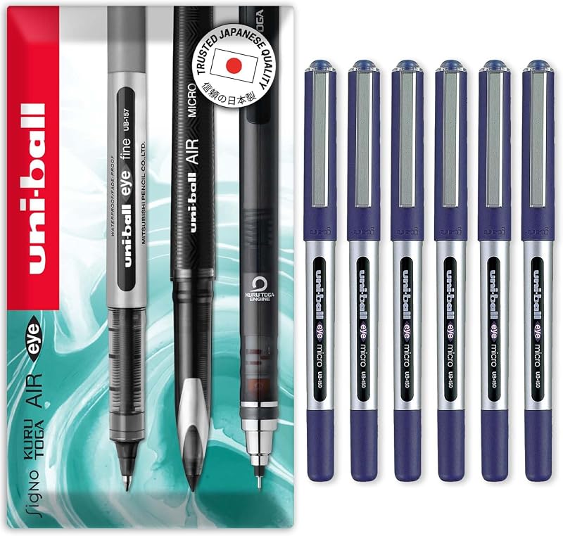 uni-ball Eye Micro UB-150E Gel Ink Pen 0.5 mm Blue Pack of 6 in Gift