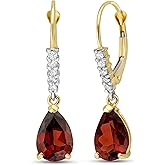 Galaxy Gold GG 14k Solid Gold Leverback Earrings with Natural Diamonds and Garnets
