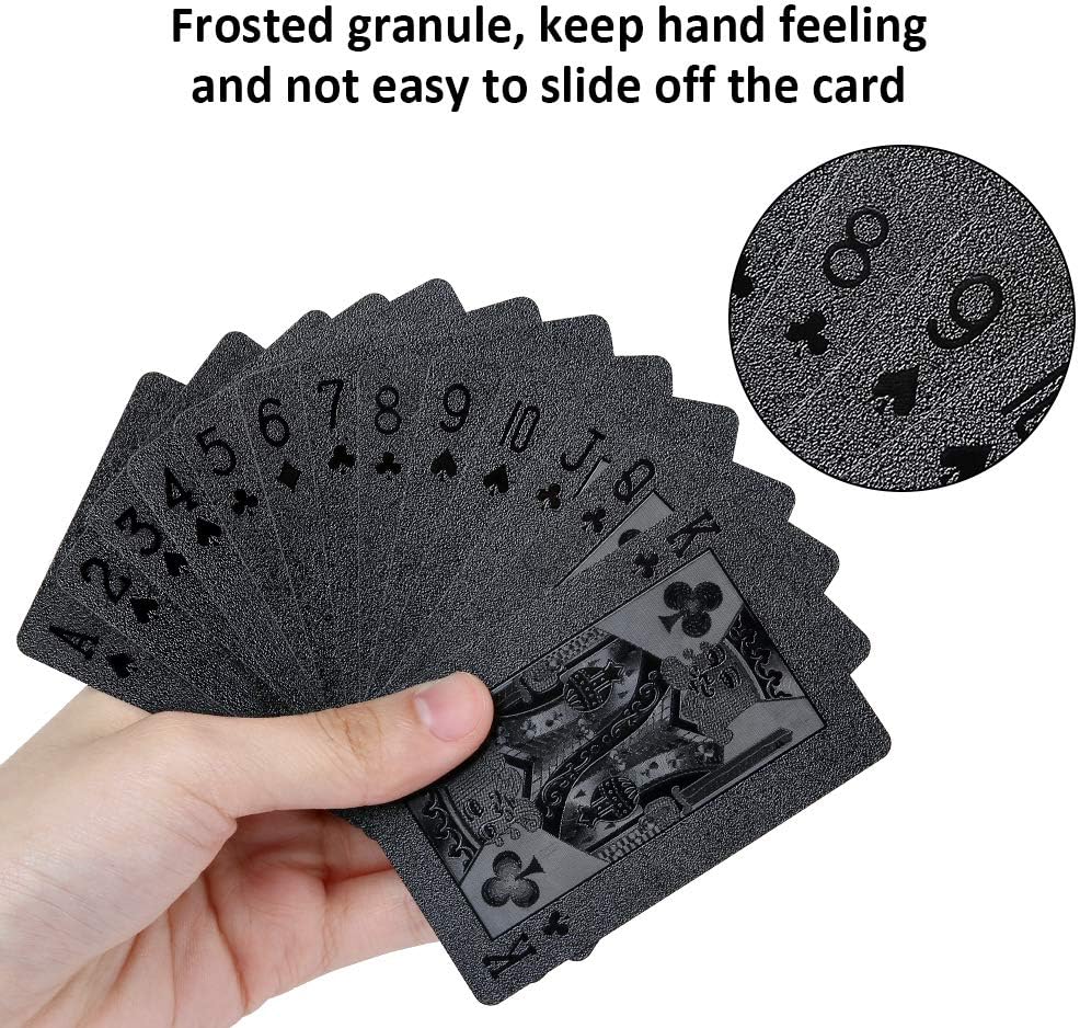 Amazon クール ブラック ゴールド フォイル ポーカー トランプ 防水 カード ギフトボックス付き パーティーやゲーム用 カードゲーム トランプ おもちゃ