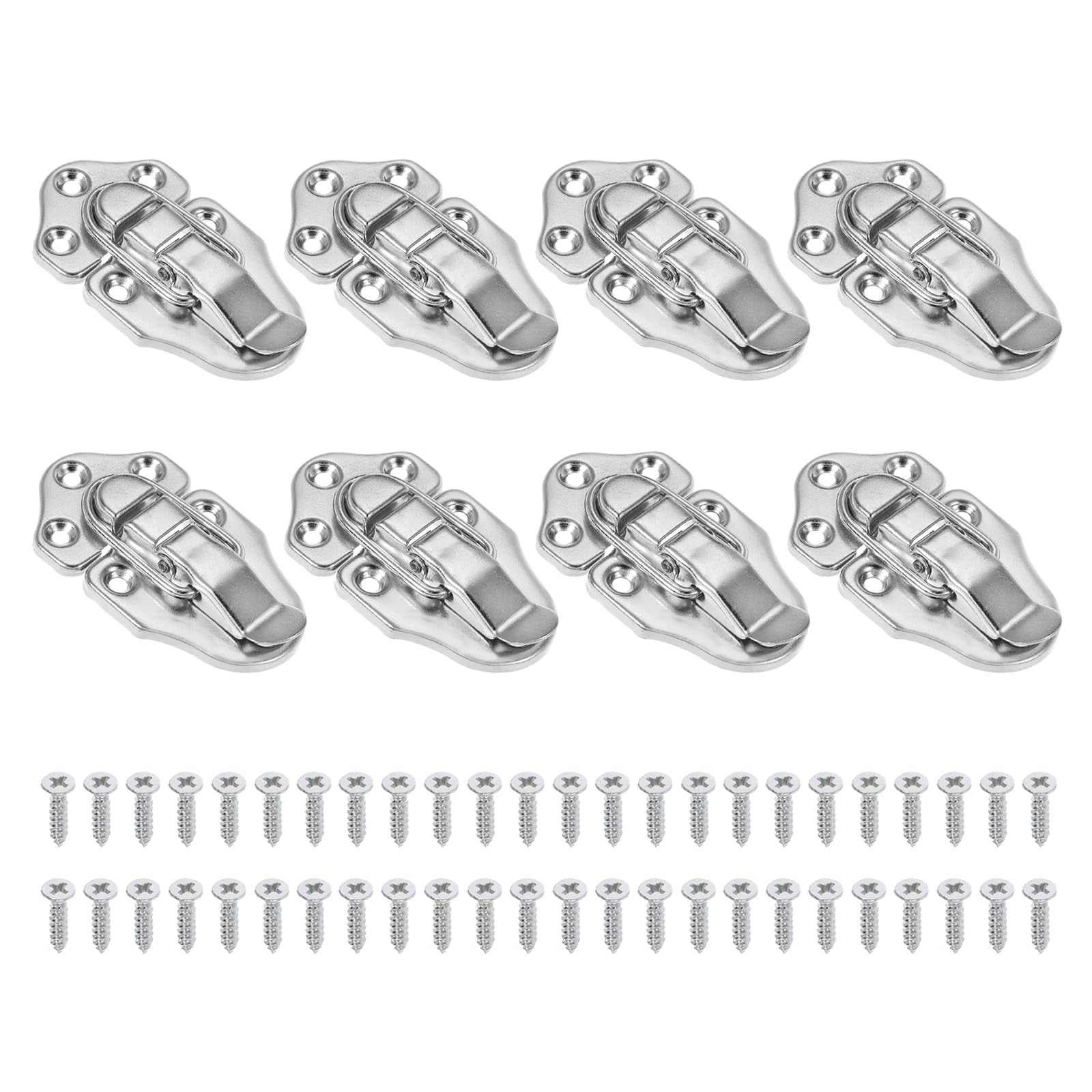 PATIKIL Retro Style Duckbilled Toggle Hasp Latch, 8 Pack Small Metal Vintage Box Toggle with Mounting Screw for Jewelry Cabinet Wooden Ordinary Box Crafts, Silver