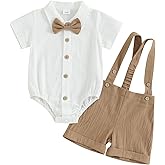 Infant Baby Boy Summer Outfit Gentleman Short Sleeve Romper Dress Shirt Suspender Shorts 2Pcs Suit Clothes Set