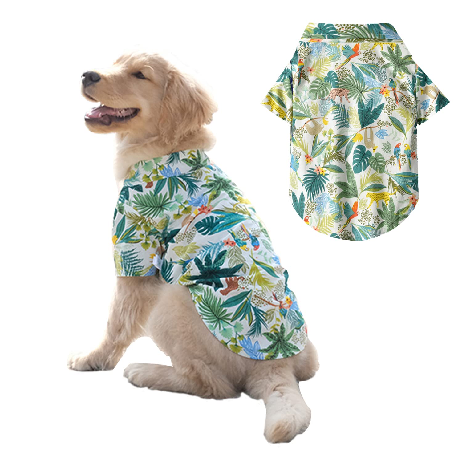 BT Bear Dog Hawaiian Shirts,Dog Summer Clothes Breathable Dog Cotton T-Shirts 3XL-8XL for Medium Dog Large Dogs (5XL,White)