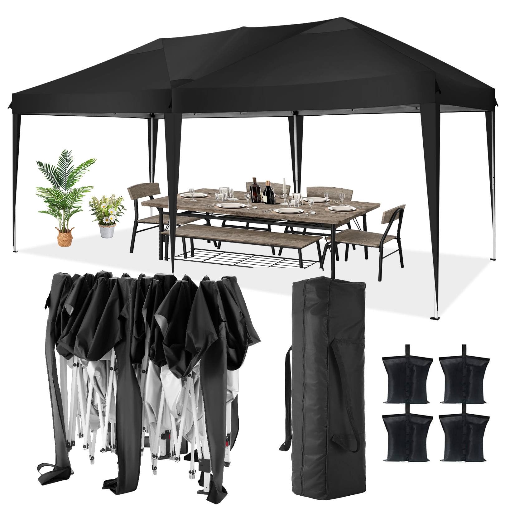 TOOLUCK 10x20 Pop Up Canopy Tent Waterproof Outdoor