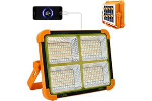 CREATESTAR Solar Portable Camping Light with Stand, 100W 12000mAh Battery Rechargeable Light with 4 Modes, LED Cordless Flood