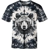GHUALURU Men's Tie Dye Style T-Shirts Fun Animal Graphic Short Sleeves Shirt