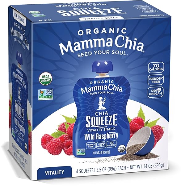 MAMMACHIA ORGANIC CHIA SQUEEZE VITALITY SNACK, WILD RASPBERRY,...