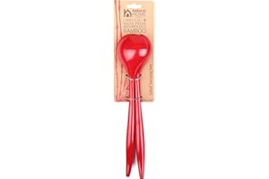 Natural Home Molded Bamboo Salad Serving Set, Cherry Red
