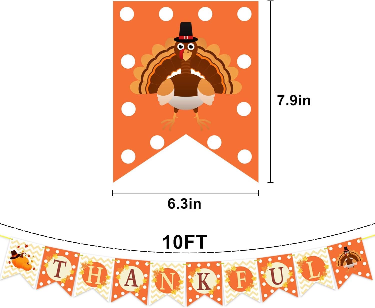 Dazonge Thanksgiving Decorations Kit | Includes 1"Thankful" Banner, 22 Pack Hanging Swirls with Decorative Cutouts | Thanksgiving Party Supplies | Fall Decorations: Toys & Games