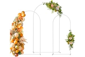 SHINOSKE Arch Backdrop Stand Set, 7.3FT,6.6FT,6FT Wedding Metal Balloon Arch Backdrop Stand, Backdrop for Gender Reveal Baby Shower Bridal Decoration Party Birthday Ceremony White