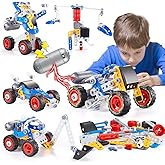 Erector Set for Boys 6-12, Building Toys for Kids Ages 4-8, 5 in 1 STEM Toys Ages 4-7 with Electric Power Motor, Construction Toys for Age 5 7 8 9 Years Old, 113 PCS DIY