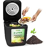 NutriChef Electric Kitchen Composter | 3 Quart Food Recycler | Food Waste Compost Bin for Countertop | 1 Button to Compost, E