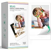 Nelko 2x3 Premium Sticky-Backed Photo Paper, 100-Pack Photo Paper, White | Compatible with PP01, PP03 Photo Printers, Easy to Peel, Smudge-proof, Tear-proof, Water-Resistant, Perfect for DIY Projects