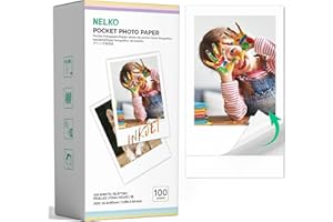 Nelko 52.3x90mm (2.06"x3.54") Premium Photo Paper, 100-Pack Genuine PP01 Pocket Printer Paper, Sticky Back Picture Paper, Com