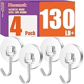 Neosmuk Magnetic Swing Hooks,130lb Cruise Silver Hooks,4 Pack | Heavy Duty Magnet Hooks for Cruise Cabins and Refrigerator,for Hanging Towels, Coats, Bags on Door and Metal Walls
