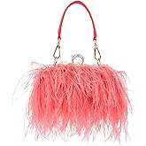 KUANG! Real Natural Ostrich Feather Clutch Evening Bag Fashion Handbag Purse for Banquet Party