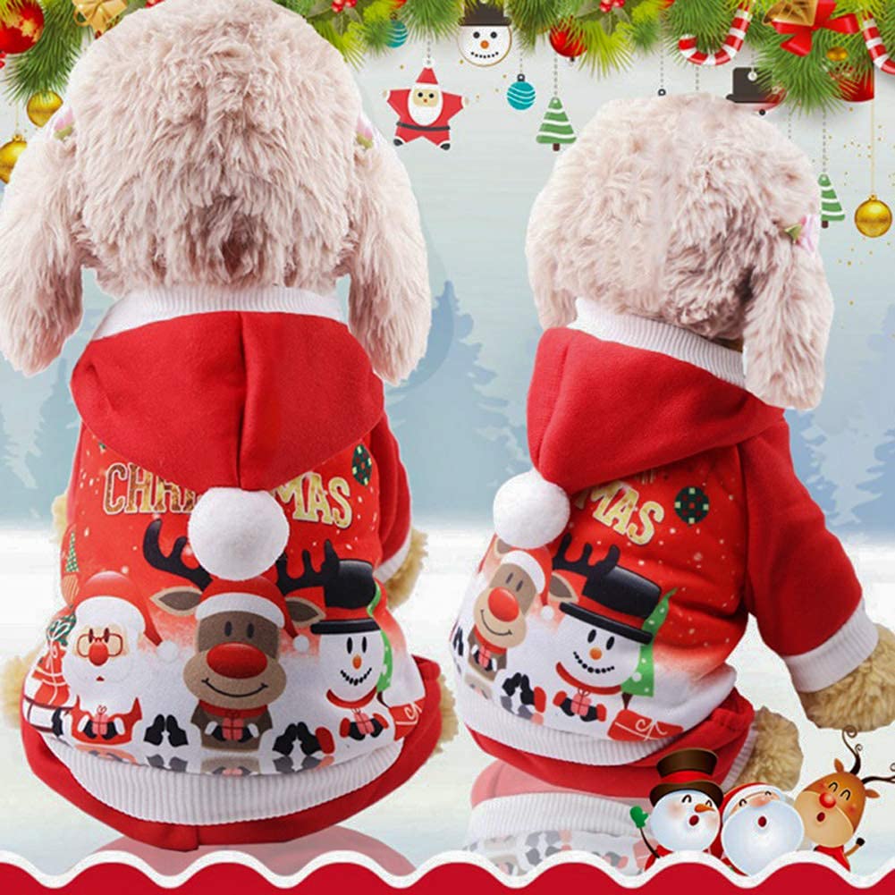 Christmas Pet Jumpsuit Costume Small Dog Cat Soft and Breathable Winter Coat Clothing Pet Party Supplies Warm Dress up Cosplay Outfits Puppy Outwear Clothes Decoration for Halloween Theme Parties