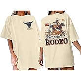 Oversized Western Graphic Shirt Women: Cowboys Country Shirt Casual Rodeo Howdy Cowgirl Tee Top