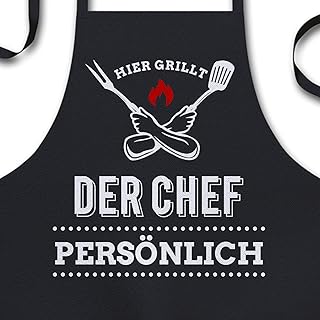 YORA Grillschürze für Männer lustig - Hier grillt der Chef - Vatertagsgeschenk inkl. personalisierbarer Urkunde - Geschenke zum Vatertag - Geschenkideen Papa & Opa