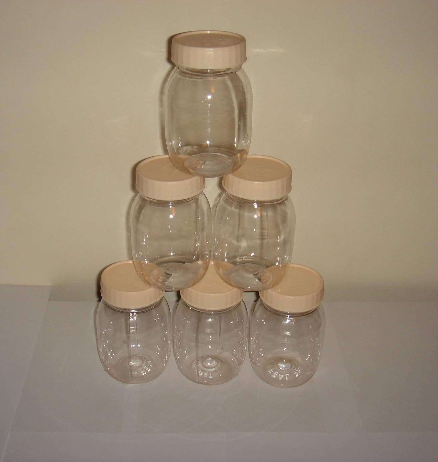 24 x 250ML ROUND CLEAR PLASTIC JAR WITH CREAM LIDS Amazon.co.uk