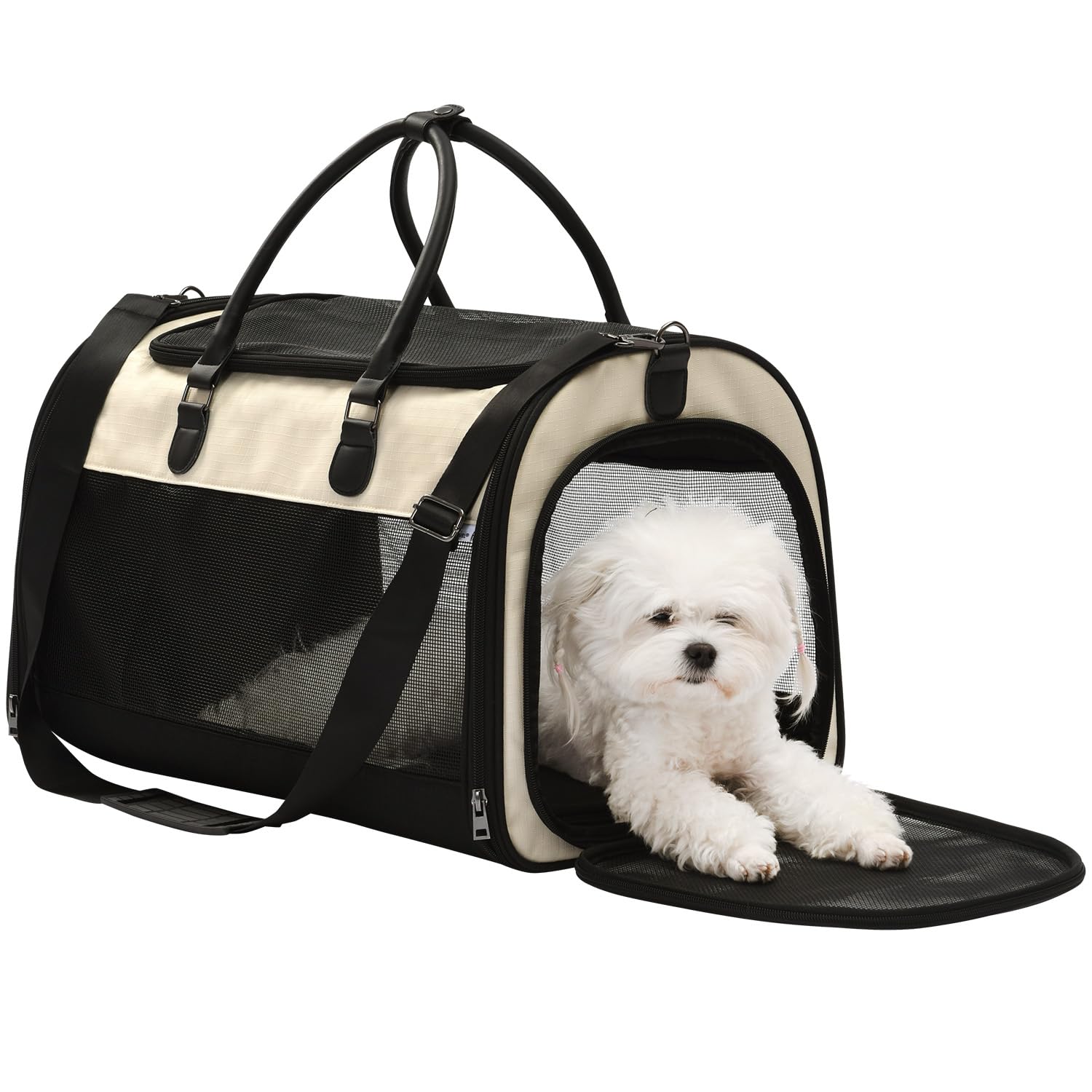 Photo 1 of PET MARVEL Cat Carrier Soft Sided Large for Pet Dogs up to 25 Lbs, Airline Approved Mesh Pet Travel Bag, Breathable Bite-Resistant Fabric with Removable Washable Mat