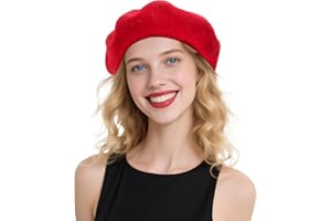 CKYPTFK Beret Hats for Women Holiday Wool French Style-Black/Red Church Hat-Clueless Outfit & Men's Beret