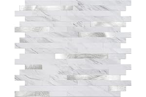 STICKGOO 10 Sheets PVC Peel and Stick Backsplash Tile for Kitchen/Bathroom/Laundry Room/Fireplace/RV…