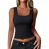 YUCOLEN Women's Double Lined Tank Top Fitted Scoop Neck Casual Basic Summer Tank Sleeveless Tops