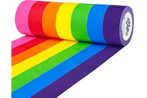 Craftzilla Colored Masking Tape - 7 Roll Multi Pack - 210 Feet x 1 Inch of Colorful Craft Tape for Arts & Crafts, Labeling and Color- Coding