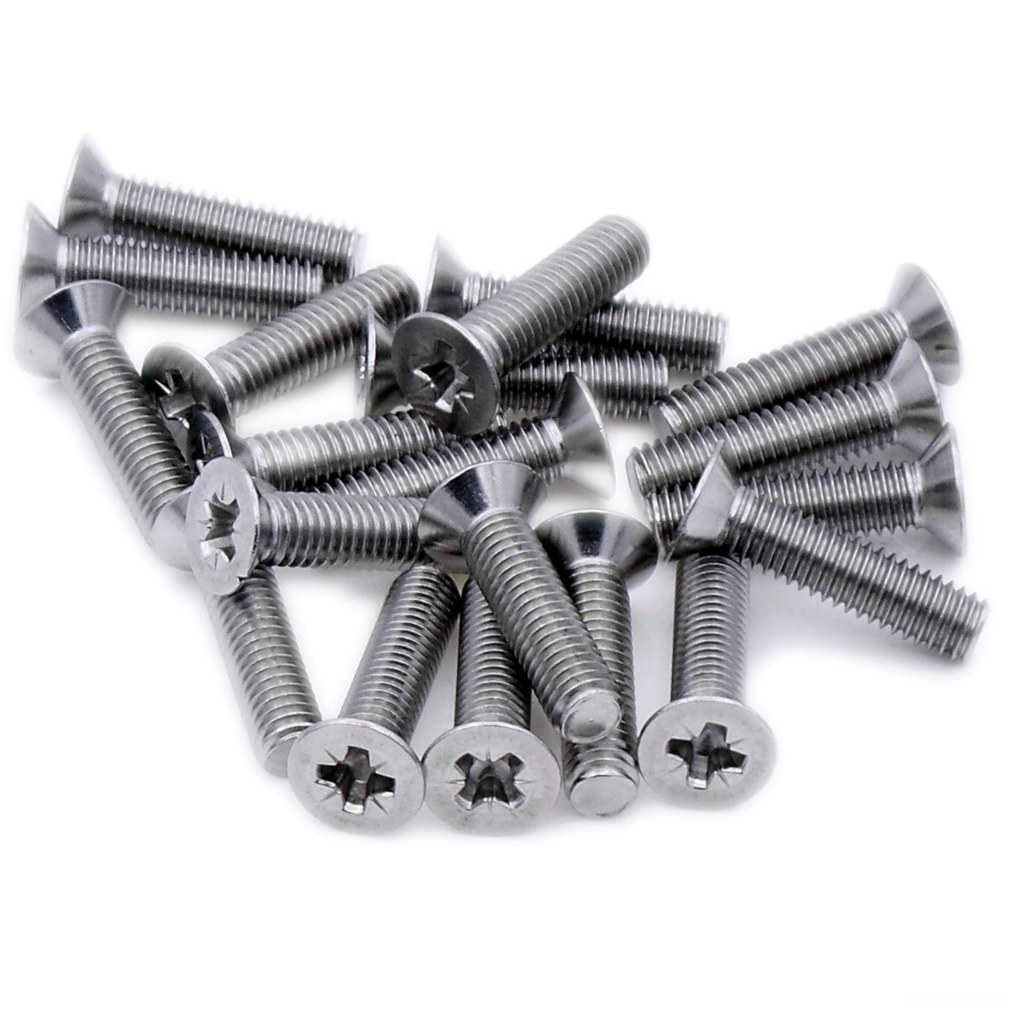 M2.5 (2.5mm x 8mm) Pozi Countersunk Machine Screw (Bolt) - Stainless Steel (A2) (Pack of 20)
