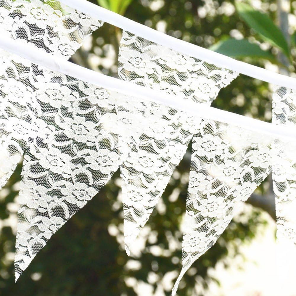 G2PLUS White Lace Wedding Decoration - 3.3M Lace Fabric Bunting - 12PCS for Wedding & Birthday Parties - Image 5