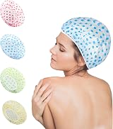 N Nimxy Pack of 4 Shower Caps Reusable Waterproof Elastic Band Dotted view 4