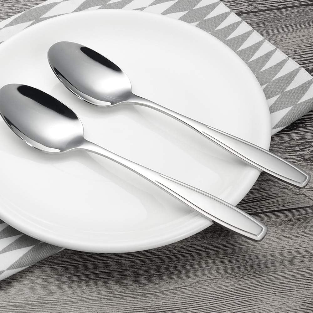 Annkky 12 Pieces Stainless Steel Table Dinner Spoon Set, Silver - Image 4