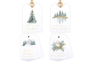ZICOTO Beautiful Christmas Gift Tags - 48 Quality Paper Labels with Rope for Personalizing Your Holiday Presents - Spread Joy and Cheer with These Festive Christmas Name Tags