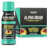 ONNIT Alpha Brain Focus Shot, Tropical Flavor, Nootropic Dietary Supplement Drink That Supports Energy, Focus, and Mood, IGEN™ Non-GMO Tested, 2.5 fl oz, 6 Count