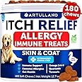 Dog Allergy Relief Chews - Itching Skin Relief for Dogs - Fish Oil - Omega 3 - Seasonal Allergies Pills - Skin & Coat, Anti Itch,Hot Spots Treatment - Canine Immune Health Supplement - 180 Soft Treats