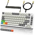 ATTACK SHARK K85 Rapid Trigger 75% Wired Mechanical Gaming Keyboard Gasket with Adjustable Actuation Magnetic Switch Knob RGB Backlit Coiled Cable Extra 5 Dye-sub PBT Keycaps for Win Mac Gamer(Gray)