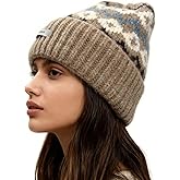 Stilldawn Winter Jacquard Beanie Hats for Women Men, Elegant Textured Knit Slouchy Beanie,Unisex Cuffed Beanie Cap for Skiin