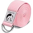 Slim Panda Yoga Strap for Stretching,Cotton Yoga Strap with Adjustable D-Ring Buckle,Non-Elastic Yoga Belt for Pilates,Gym Wo