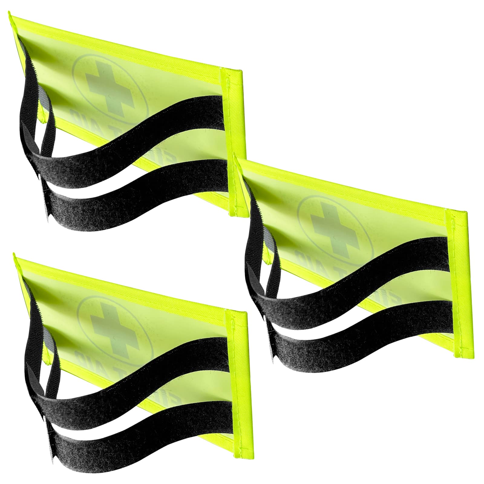 RE-GEN - First Aid Aider Responder Home Office Workplace Armband ID Badge Sleeve Strap - Yellow High Visibility (3 Pack)