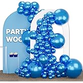 PartyWoo Metallic Blue Balloons 140pcs Different Sizes of 18 12 10 5 Inch Chrome Blue Latex Balloons for Graduation Wedding Baby Shower Wedding Bachelorette Birthday Party Decorations Blue-G106