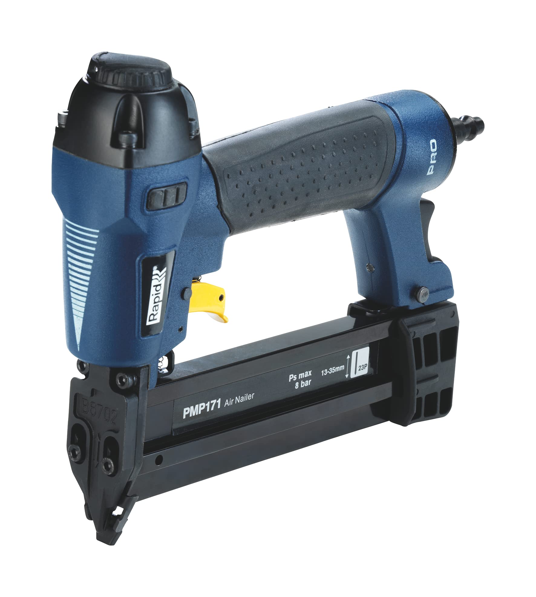 Rapid PRO PMP171 Pneumatic Micropinner for No. 23 Brads, With Comfort Grip, Adjustable Air Exhaust, Includes Carry Case and 500 Micro Pins (5001345), Black