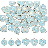 MECCANIXITY Letter Initial Charm Double Sided Alphabet Pendants A-Z Heart & Round Letter Charm for Jewelry Making Necklaces Bracelets Earrings DIY Jewelry Accessories