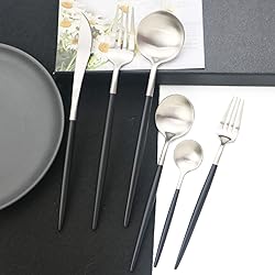 JASHII 18/10 Black Handle Flatware Silver