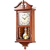 AYRELY&reg; 25IN Grandfather Vintage Wall Clock with Pendulum and Chime, Hour/Quarter-Hour Chime, Rubberwood Frame, Large Vintage Wall Clock for Living Room,Home Decor Gift