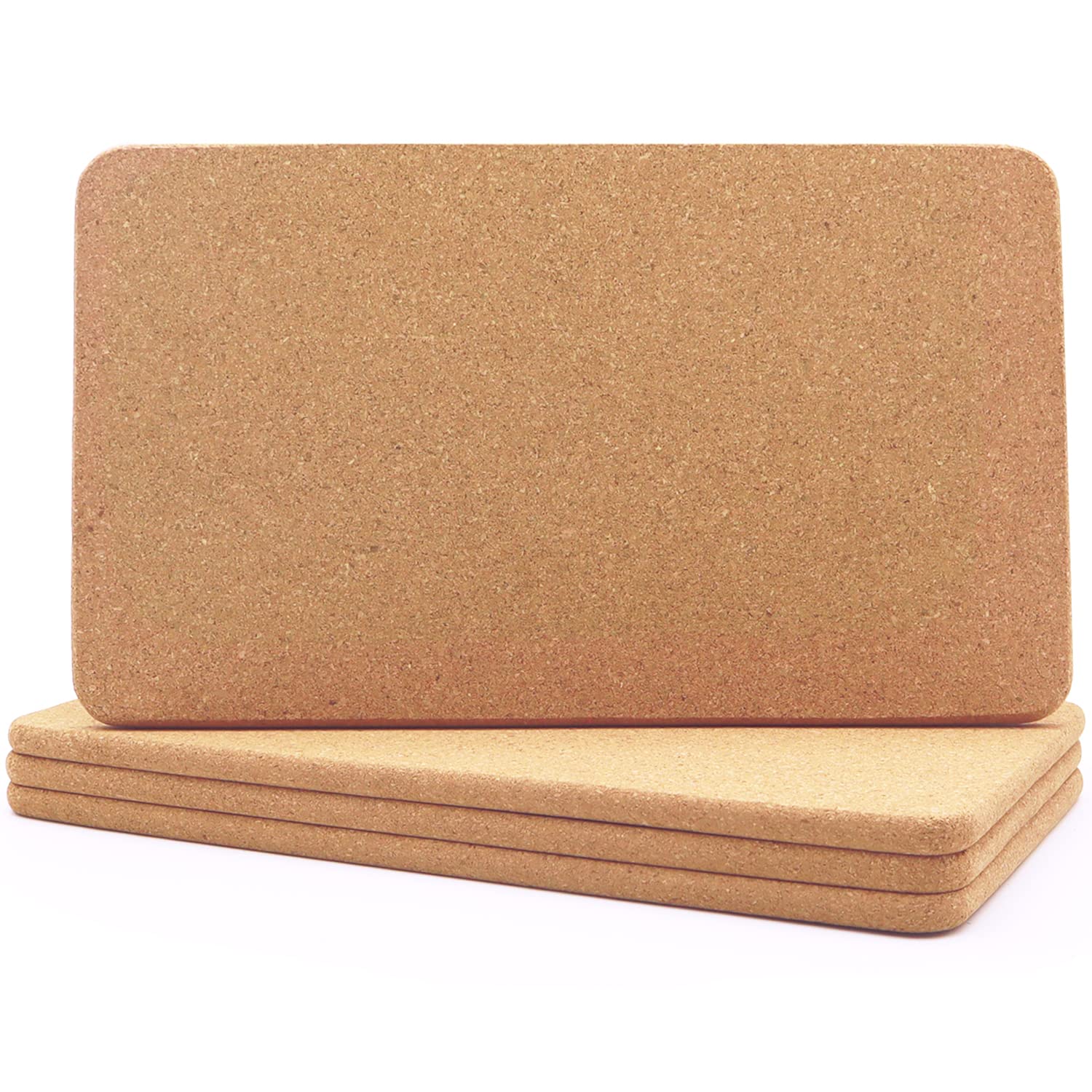 KITLAB Cork Trivets - High Density Fine Particle Thick Cork Coasters, Rectangle Placemats for Hot Dishes, Heat Resistant - 4 Pcs